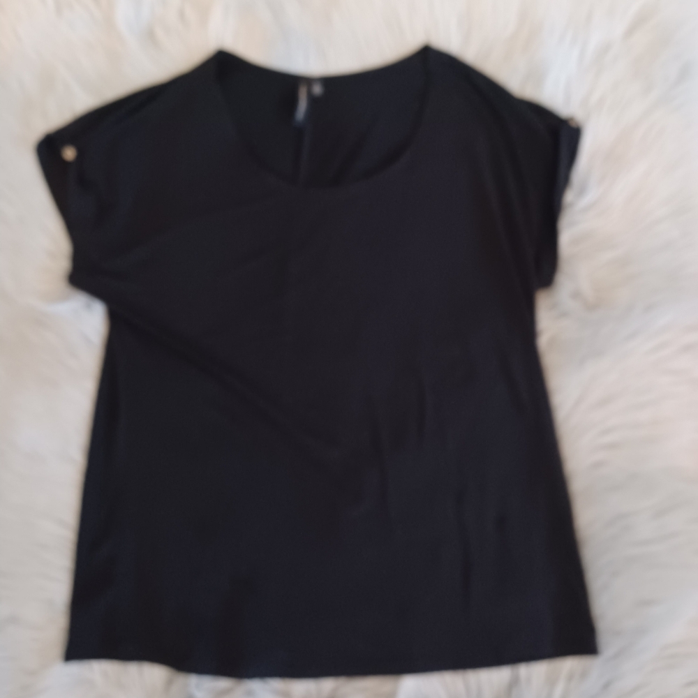 Susan Lawrence Black Dressy Tunic Top Blouse Size XL - Picture 2 of 7